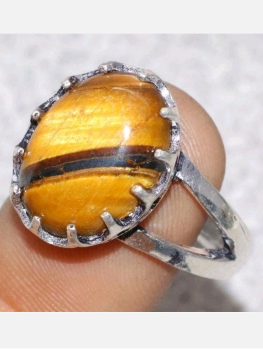 Tiger's Eye Gemstone Jewelry 925 Sterling Silver Handmade Ring